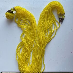 Vintage 26 Strand Yellow Sead Bead Necklace Matching Antique Clasp